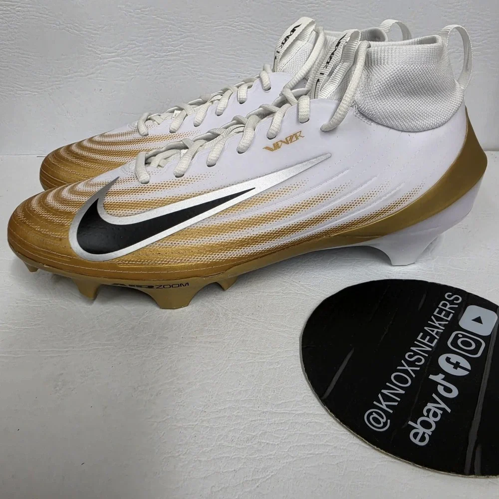 Nike Vapor Pro 1 White Gold Football Cleats FB3298-103 Men's Size 13